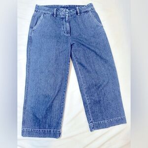 LL BEAN Women's Vintage Cropped Jeans, High-Rise Wide-Leg SZ 10
